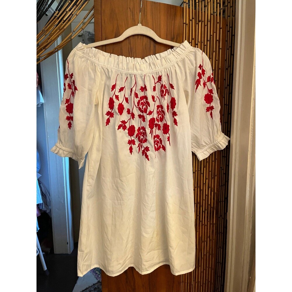Off Shoulder Embroidered Bathing Suit Cover Up